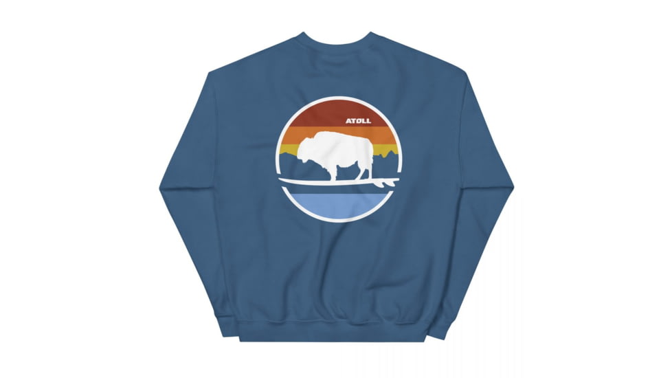 Atoll Board Co Unisex Crew Neck Sweatshirt with Atoll Landscape Graphic - Indigo Blue, 3XL - Indigo Blue,3XL, 636AA060D522CIndigo-Blue-3XL