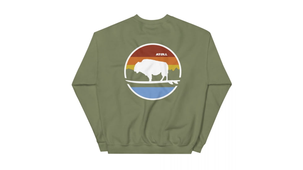 Atoll Board Co Unisex Crew Neck Sweatshirt with Atoll Landscape Graphic - Military Green, 3XL - Military Green,3XL, 636AA060D522CMilitary-Green-3XL