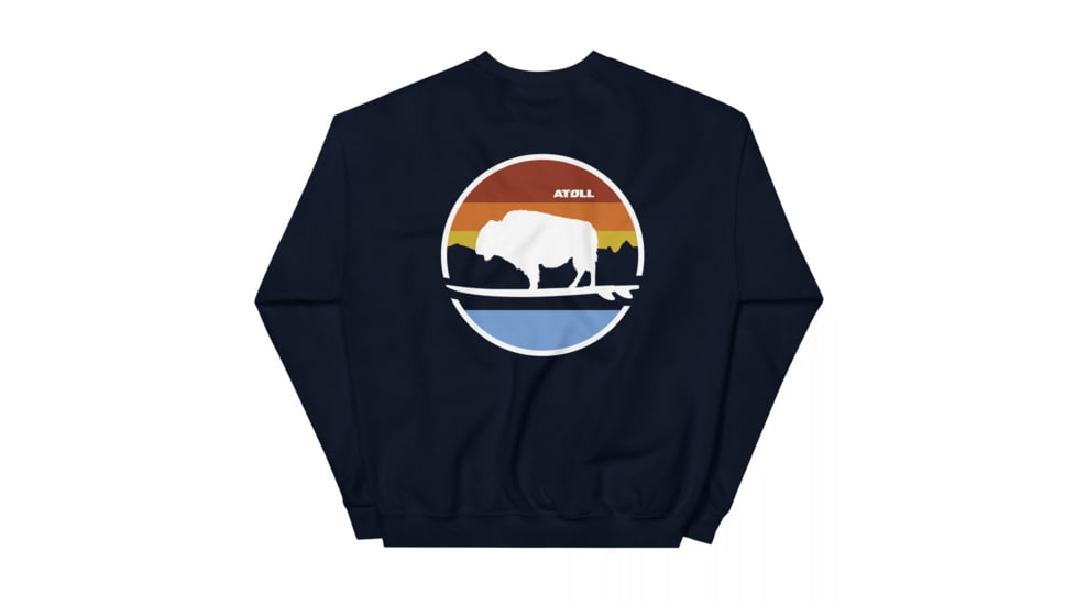 Atoll Board Co Unisex Crew Neck Sweatshirt with Atoll Landscape Graphic - Navy, 5XL - Navy,5XL, 636AA060D522CNavy-5XL
