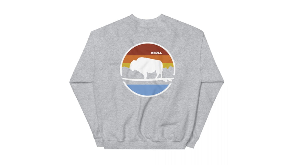 Atoll Board Co Unisex Crew Neck Sweatshirt with Atoll Landscape Graphic - Sport Grey, S - Sport Grey,S, 636AA060D522CSport-Grey-S