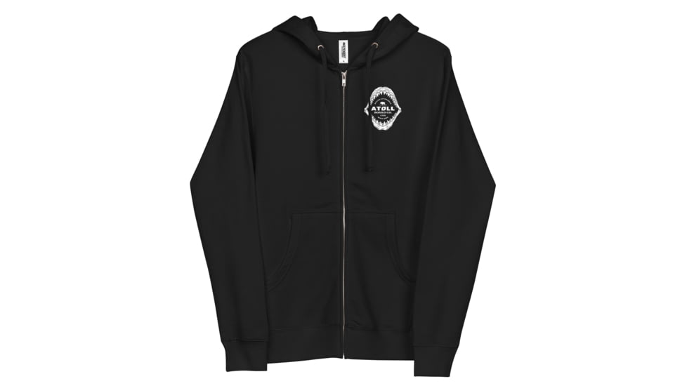 Atoll Board Co Unisex Fleece Zip Up Hoodie with Atoll Shark Fossil Graphic - Black, 2XL - Black,2XL, 6487475929501Black-2XL