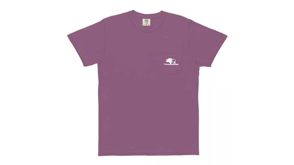 Atoll Board Co Unisex garment-dyed pocket t-shirt with Atoll Hand Drawn Bison Graphic - Berry, M - Berry,M, 62C6109454F14Berry-M