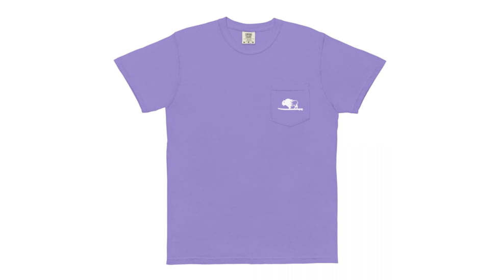 Atoll Board Co Unisex garment-dyed pocket t-shirt with Atoll Hand Drawn Bison Graphic - Violet, M - Violet,M, 62C6109454F14Violet-M
