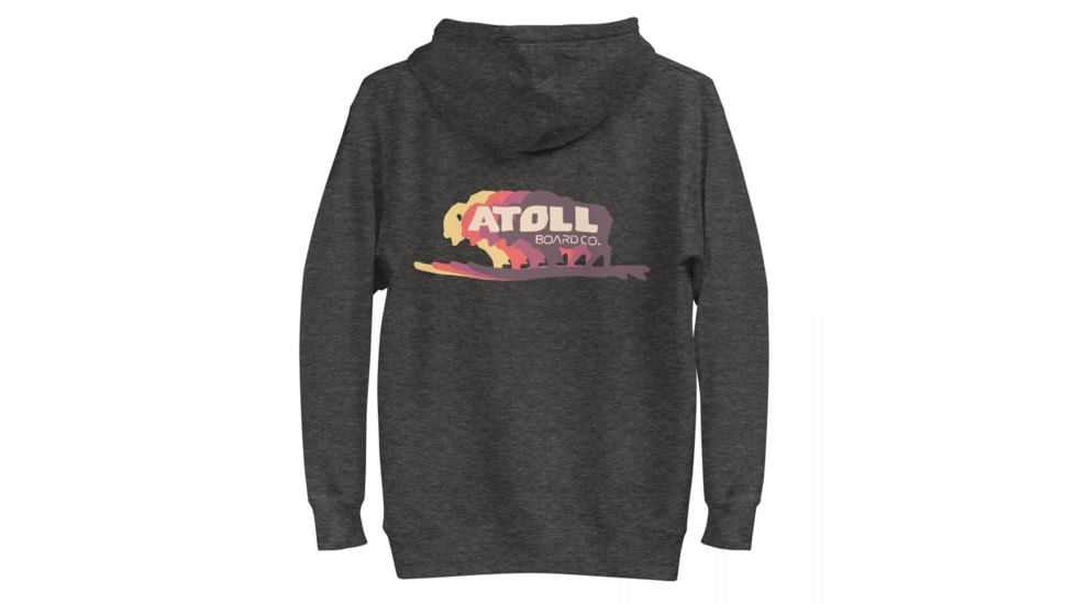 Atoll Board Co Unisex Hoodie with Atoll Bison Color Shift Graphic - Charcoal Heather, XL - Charcoal Heather,XL, 636AA26686F48Charcoal-Heather-XL