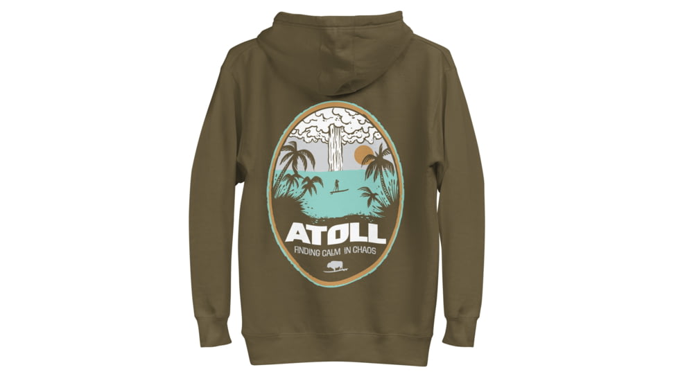 Atoll Board Co Unisex Hoodie with Atoll Calm in Chaos Graphic - Military Green, S - Military Green,S, 637BCC0FBCEE5Military-Green-S