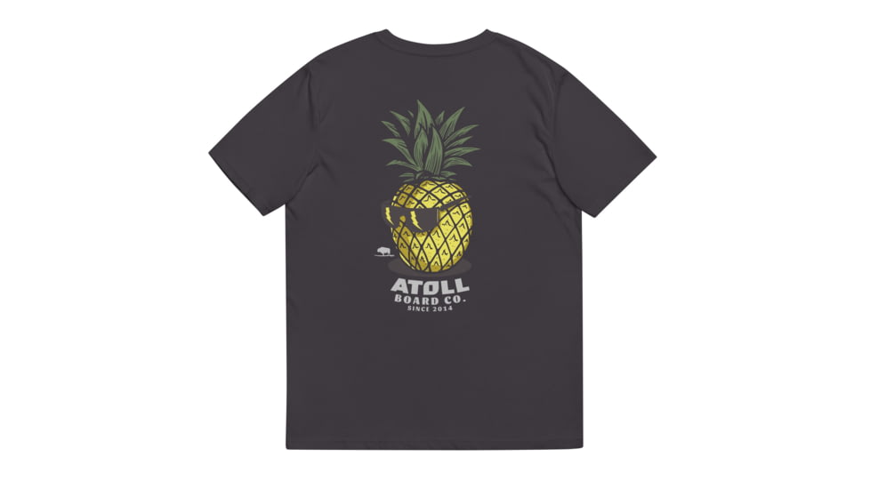 Atoll Board Co Unisex Organic Cotton Tee with Atoll Pineapple Head Graphic - Anthracite, XL - Anthracite,XL, 6494C56223AA1Anthracite-XL