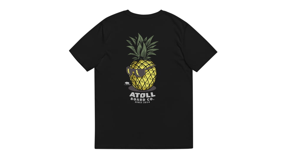 Atoll Board Co Unisex Organic Cotton Tee with Atoll Pineapple Head Graphic - Black, M - Black,M, 6494C56223AA1Black-M