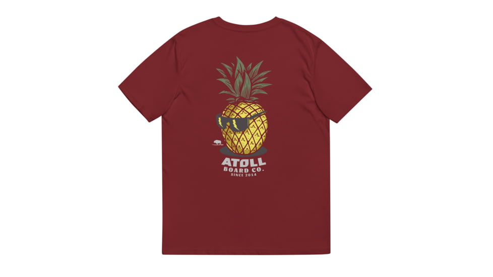 Atoll Board Co Unisex Organic Cotton Tee with Atoll Pineapple Head Graphic - Burgundy, XL - Burgundy,XL, 6494C56223AA1Burgundy-XL