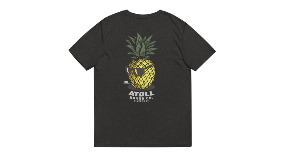 Atoll Board Co Unisex Organic Cotton Tee with Atoll Pineapple Head Graphic - Dark Heather Grey, 2XL - Dark Heather Grey,2XL, 6494C56223AA1Dark-Heather-Grey-2XL