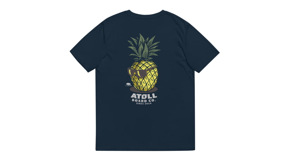 Atoll Board Co Unisex Organic Cotton Tee with Atoll Pineapple Head Graphic - French Navy, 2XL - French Navy,2XL, 6494C56223AA1French-Navy-2XL