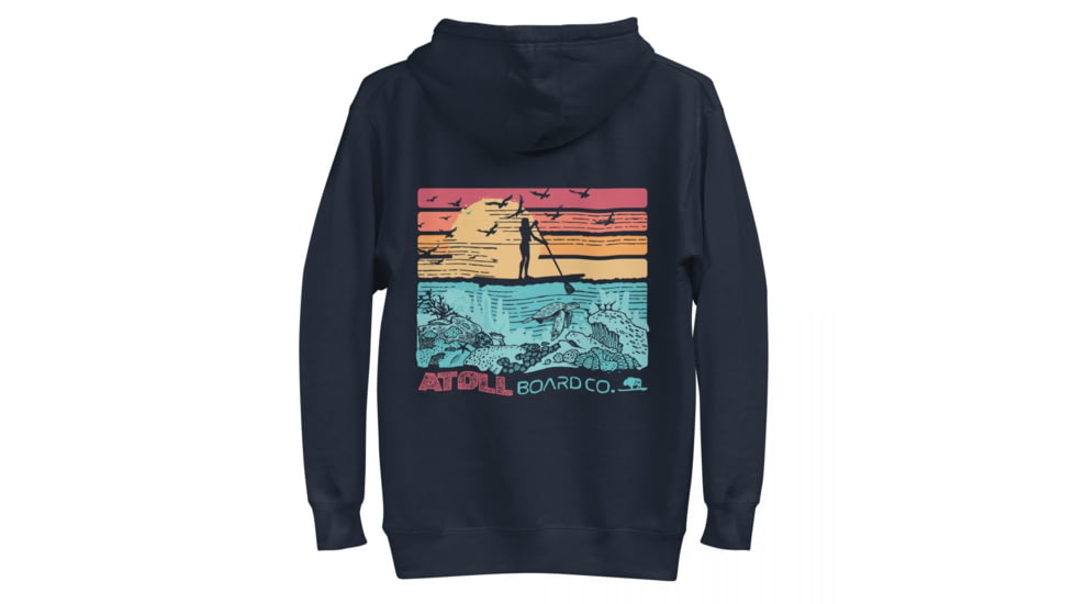 Atoll Board Co Unisex Premium Hoodie with Atoll SUP Rider and Reef Graphic - Navy Blazer, S - Navy Blazer,S, 62CEFCABCAE0CNavy-Blazer-S