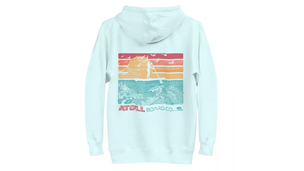 Atoll Board Co Unisex Premium Hoodie with Atoll SUP Rider and Reef Graphic - Sky Blue, M - Sky Blue,M, 62CEFCABCAE0CSky-Blue-M