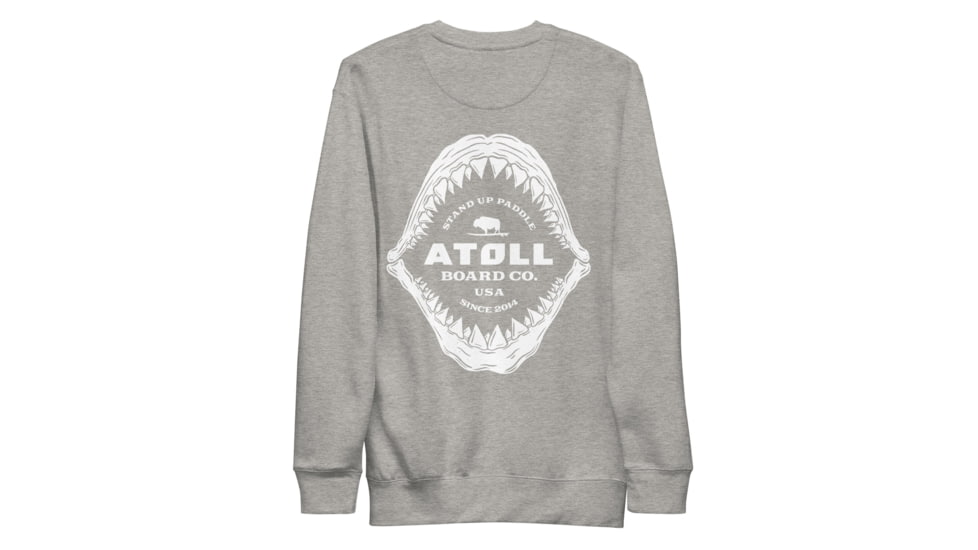 Atoll Board Co Unisex Premium Sweatshirt with Atoll Shark Fossil Graphic - Carbon Grey, L - Carbon Grey,L, 648746419EE75Carbon-Grey-L