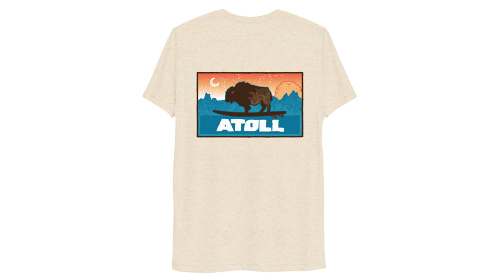 Atoll Board Co Unisex Premium Tri Blend Tee with Atoll Sunset Logo Original Edition - Oatmeal Triblend, S - Oatmeal Triblend,S, 629A4B94B49D2Oatmeal-Triblend-S