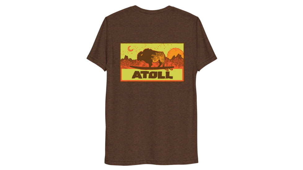 Atoll Board Co Unisex Tri Blend T-shirt with Atoll Sunset Logo Hunter Edition - Brown Triblend, M - Brown Triblend,M, 629A490B453C7Brown-Triblend-M
