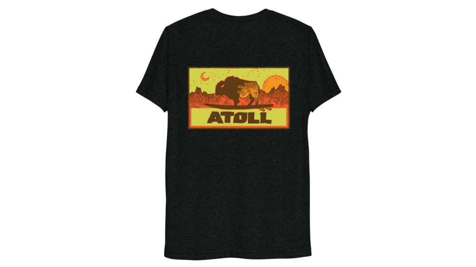 Atoll Board Co Unisex Tri Blend T-shirt with Atoll Sunset Logo Hunter Edition - Charcoal-Black Triblend, 3XL - Charcoal-Black Triblend,3XL, 629A490B453C7Charcoal-Black-Triblend-3XL