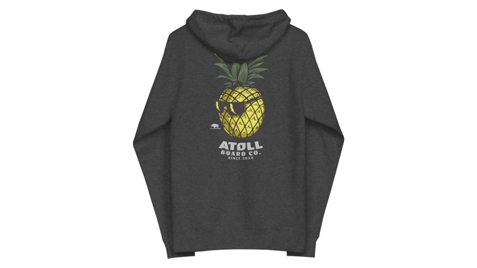 Atoll Board Co Unisex Zip Up Hoodie with Atoll Pineapple Head Graphic - Charcoal Heather, XL - Charcoal Heather,XL, 6494C8056A354Charcoal-Heather-XL