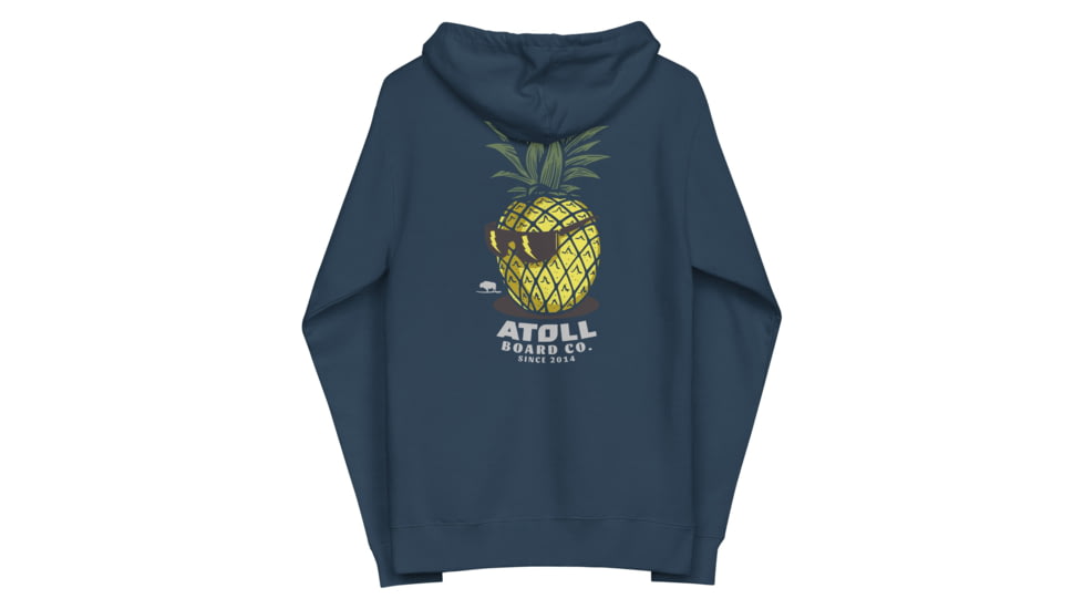 Atoll Board Co Unisex Zip Up Hoodie with Atoll Pineapple Head Graphic - Navy, M - Navy,M, 6494C8056A354Navy-M