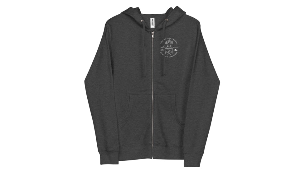 Atoll Board Co Unisex Zip Up Hoodie with Atoll Skull Island Graphic - Charcoal Heather, L - Charcoal Heather,L, 64503E9032382Charcoal-Heather-L