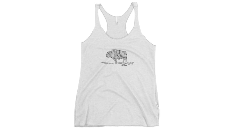 Atoll Board Co Womens Racerback Tank with Atoll Mandala Design - Heather White, S - Heather White,S, 62C1DABC1FF03Heather-White-S