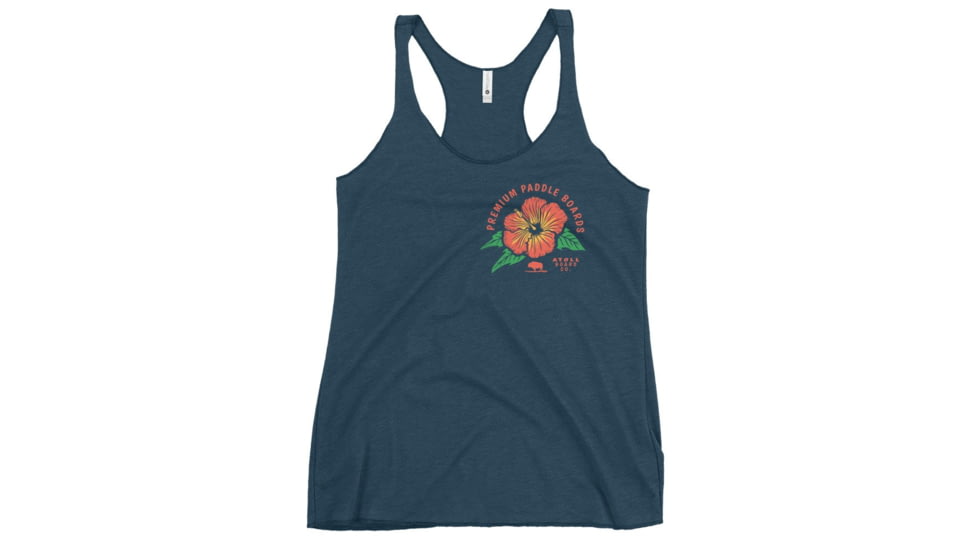 Atoll Board Co Womens Racerback Tank with Atoll Paddle Board Island Flower Graphic - Indigo, L - Indigo,L, 6442F10F86D7AIndigo-L