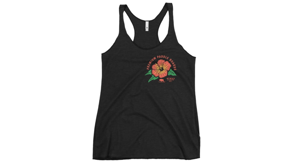 Atoll Board Co Womens Racerback Tank with Atoll Paddle Board Island Flower Graphic - Vintage Black, S - Vintage Black,S, 6442F10F86D7AVintage-Black-S