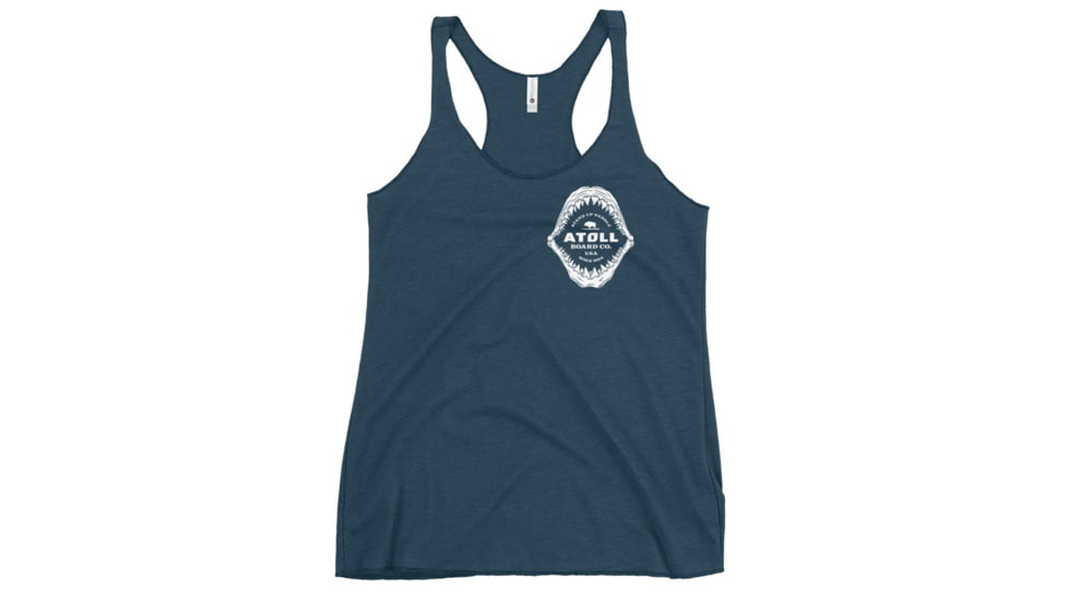 Atoll Board Co Womens Racerback Tank with Atoll Shark Fossil Graphic - Indigo, XS - Indigo,XS, 648749F72A849Indigo-XS