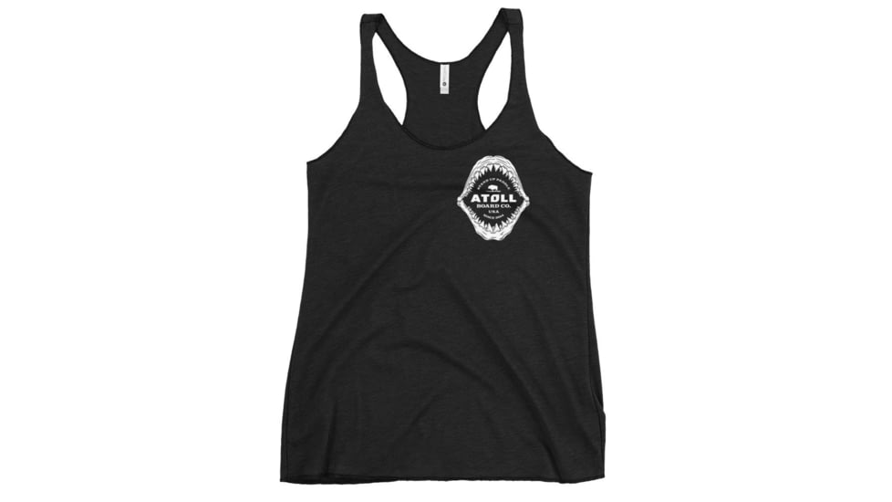 Atoll Board Co Womens Racerback Tank with Atoll Shark Fossil Graphic - Vintage Black, L - Vintage Black,L, 648749F72A849Vintage-Black-L