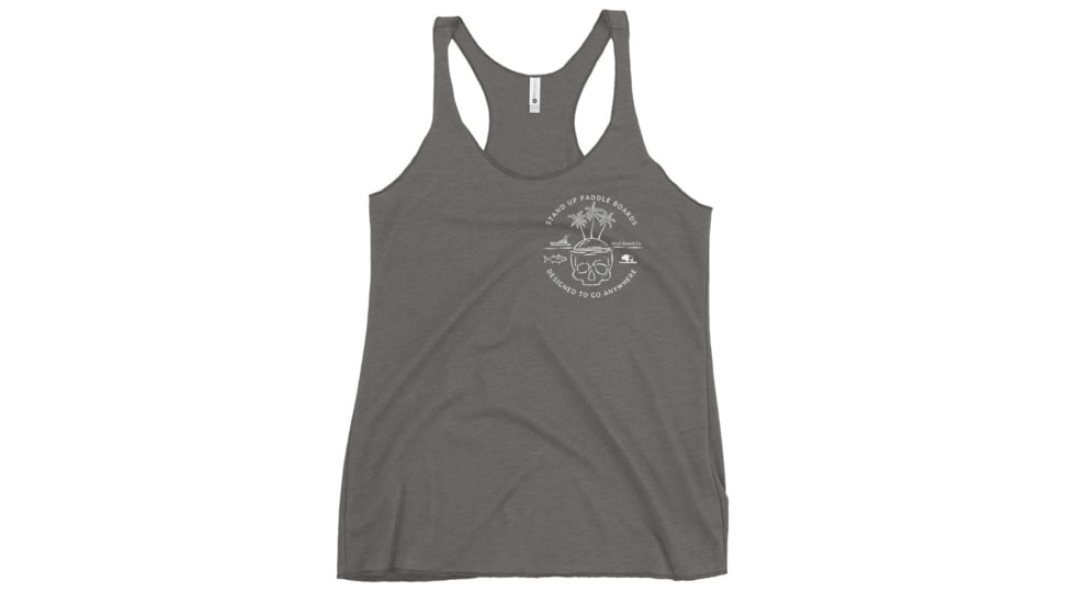 Atoll Board Co Womens Racerback Tank with Atoll Skull Island Graphic - Premium Heather, L - Premium Heather,L, 6450410339837Premium-Heather-L