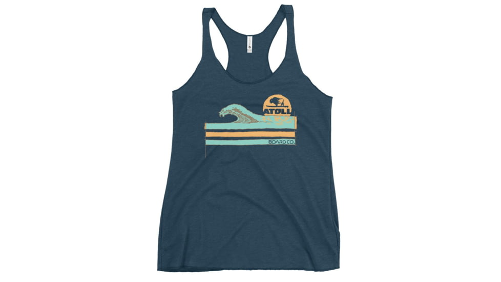 Atoll Board Co Womens Racerback Tank with Atoll Wave Graphic - Indigo, L - Indigo,L, 62C1DE7ED8E02Indigo-L