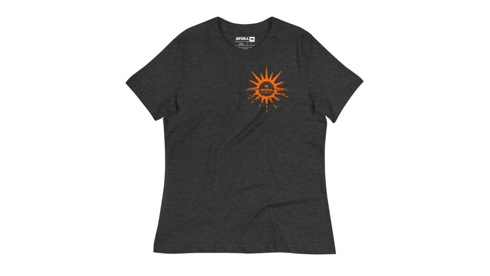 Atoll Board Co Womens Relaxed T-Shirt with Atoll Horizon Sunset Graphic - Dark Grey Heather, XL - Dark Grey Heather,XL, 64518A62CC8A2Dark-Grey-Heather-XL