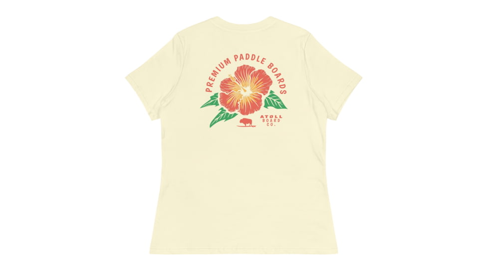 Atoll Board Co Womens Relaxed T-Shirt with Atoll Paddle Board Island Flower Graphic - Citron, XL - Citron,XL, 644182D079FDBCitron-XL