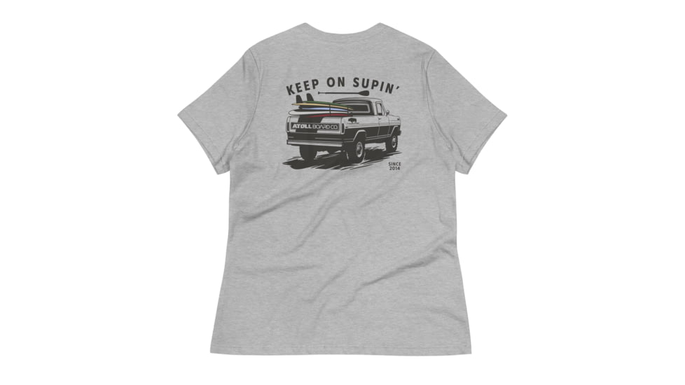 Atoll Board Co Womens Relaxed T-Shirt with Atoll Paddle Board Truck Graphic - Athletic Heather, L - Athletic Heather,L, 64594FB8762F1Athletic-Heather-L