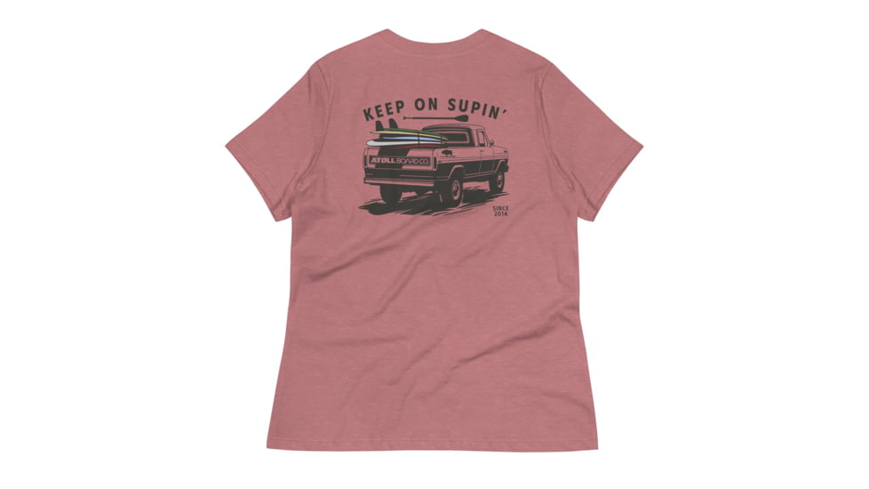 Atoll Board Co Womens Relaxed T-Shirt with Atoll Paddle Board Truck Graphic - Heather Mauve, 3XL - Heather Mauve,3XL, 64594FB8762F1Heather-Mauve-3XL