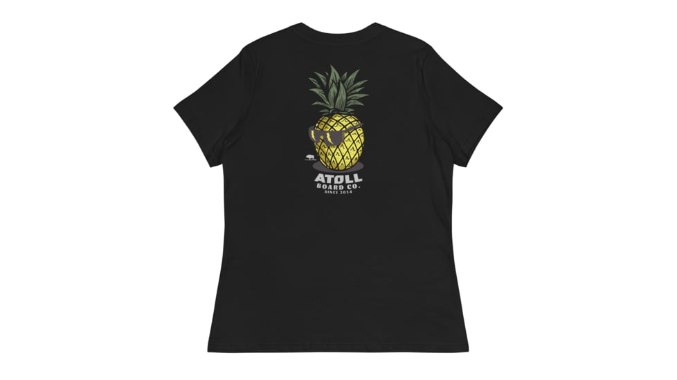 Atoll Board Co Womens Relaxed T-Shirt with Atoll Pineapple Head Graphic - Black, S - Black,S, 6494C929B42B3Black-S