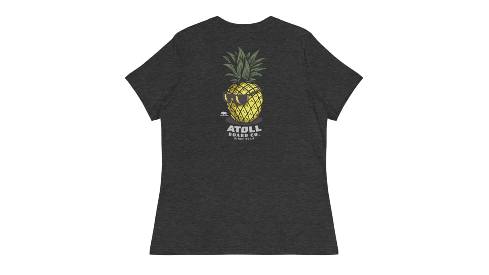 Atoll Board Co Womens Relaxed T-Shirt with Atoll Pineapple Head Graphic - Dark Grey Heather, 2XL - Dark Grey Heather,2XL, 6494C929B42B3Dark-Grey-Heather-2XL