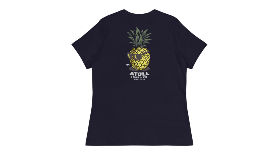 Atoll Board Co Womens Relaxed T-Shirt with Atoll Pineapple Head Graphic - Navy, L - Navy,L, 6494C929B42B3Navy-L