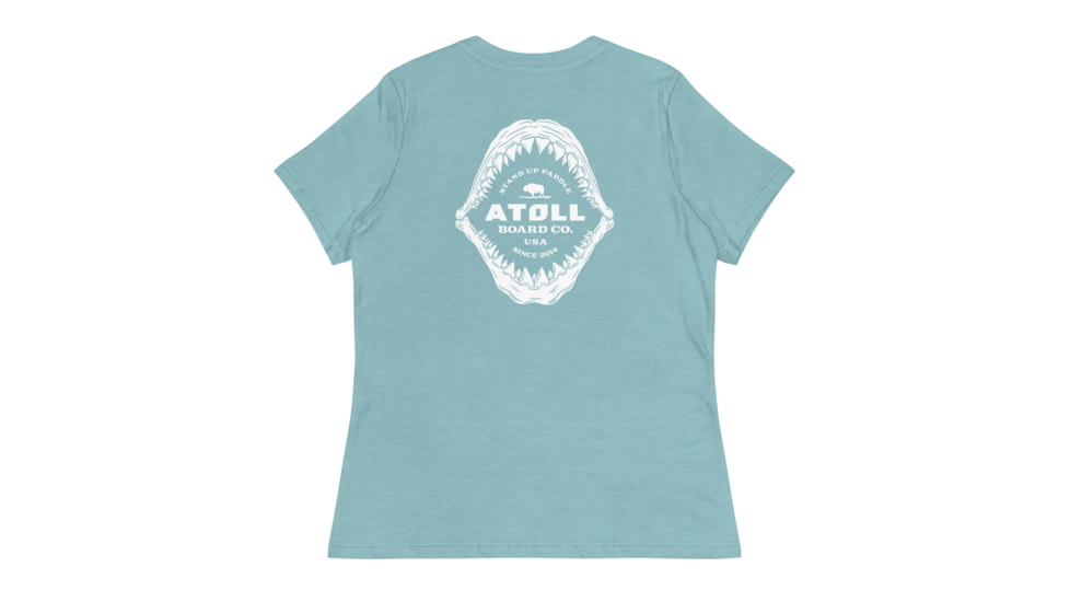 Atoll Board Co Womens Relaxed T-Shirt with Atoll Shark Fossil Graphic - Heather Blue Lagoon, M - Heather Blue Lagoon,M, 648749750F4D1Heather-Blue-Lagoon-M