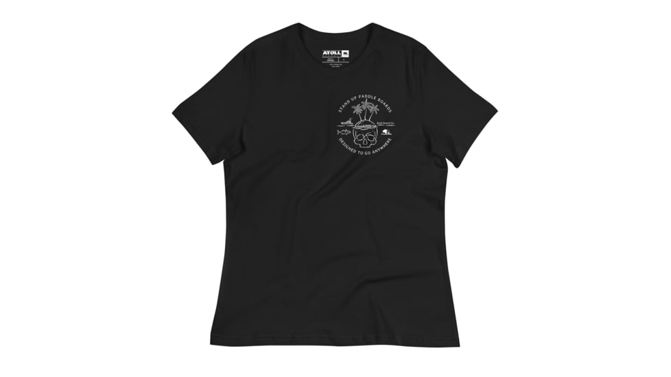 Atoll Board Co Womens Relaxed T-Shirt with Atoll Skull Island - Black, XL - Black,XL, 6450406BDD5D0Black-XL