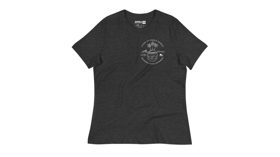 Atoll Board Co Womens Relaxed T-Shirt with Atoll Skull Island - Dark Grey Heather, XL - Dark Grey Heather,XL, 6450406BDD5D0Dark-Grey-Heather-XL