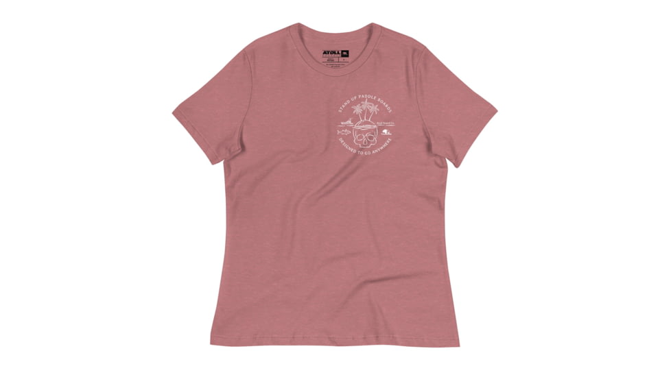 Atoll Board Co Womens Relaxed T-Shirt with Atoll Skull Island - Heather Mauve, 2XL - Heather Mauve,2XL, 6450406BDD5D0Heather-Mauve-2XL