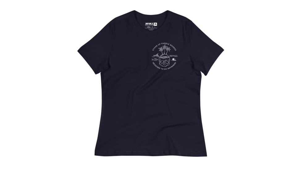 Atoll Board Co Womens Relaxed T-Shirt with Atoll Skull Island - Navy, M - Navy,M, 6450406BDD5D0Navy-M