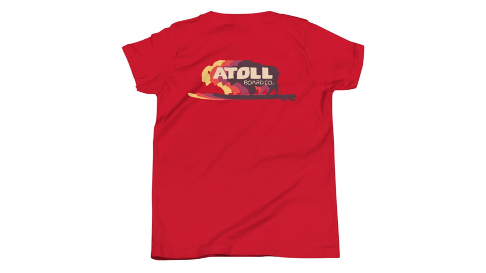 Atoll Board Co Youth Short Sleeve T-Shirt with Atoll Color Shift Graphic - Red, S - Red,S, 630D4076795F1Red-S