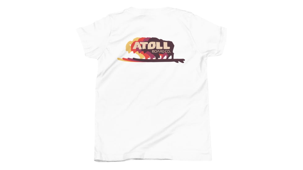 Atoll Board Co Youth Short Sleeve T-Shirt with Atoll Color Shift Graphic - White, S - White,S, 630D4076795F1White-S