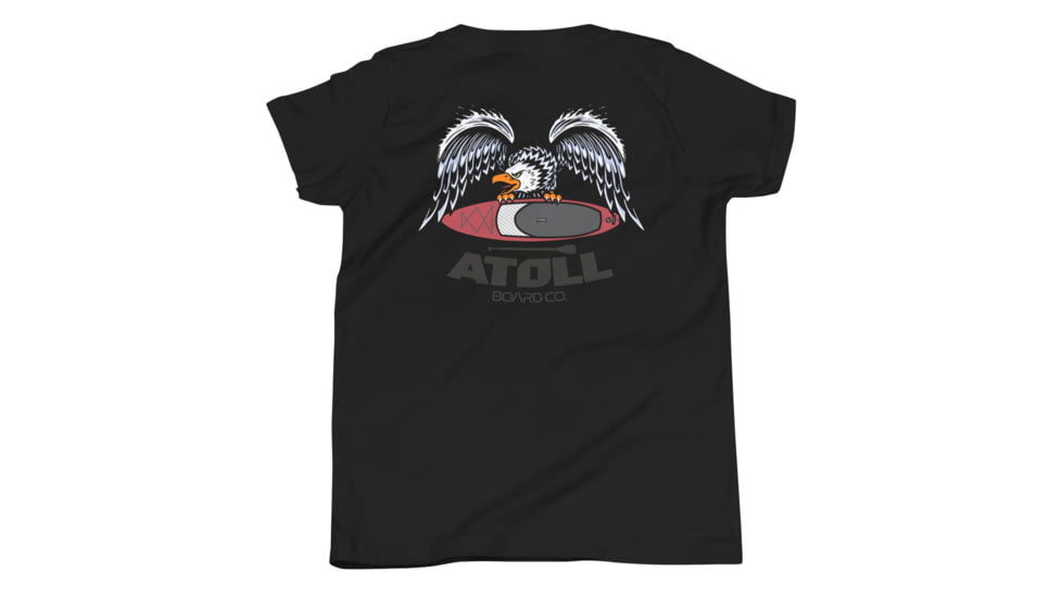 Atoll Board Co Youth Short Sleeve T-Shirt with Atoll Eagle Graphic - Black, L - Black,L, 646FCCF196F04Black-L