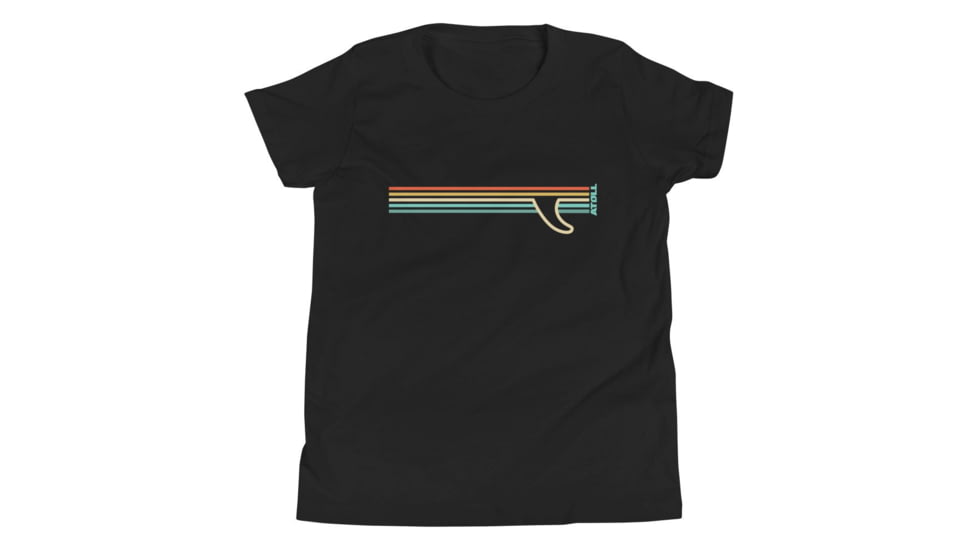 Atoll Board Co Youth Short Sleeve T-Shirt with Atoll Fin Graphic - Black, S - Black,S, 62F2989567CAABlack-S