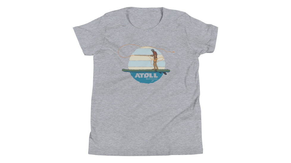 Atoll Board Co Youth Short Sleeve T-Shirt with Atoll Fly Fishing Graphic - Athletic Heather, L - Athletic Heather,L, 630D41EFDF472Athletic-Heather-L