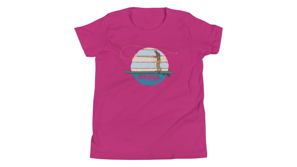 Atoll Board Co Youth Short Sleeve T-Shirt with Atoll Fly Fishing Graphic - Berry, L - Berry,L, 630D41EFDF472Berry-L