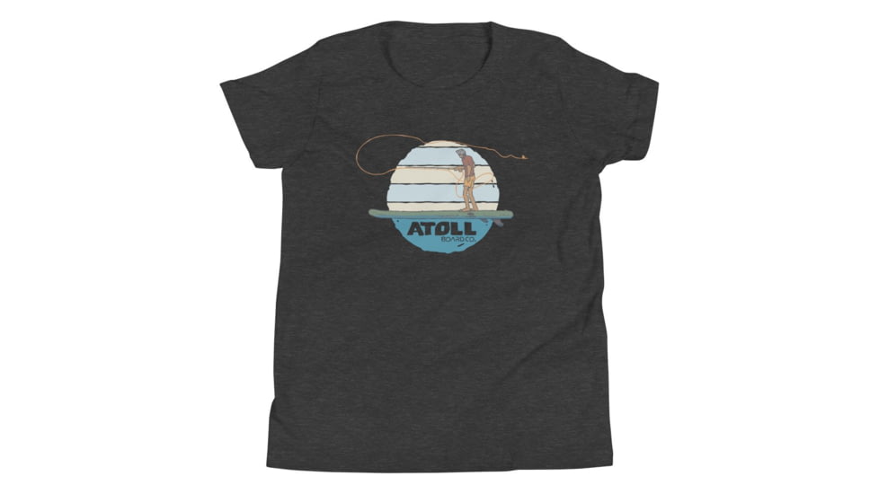 Atoll Board Co Youth Short Sleeve T-Shirt with Atoll Fly Fishing Graphic - Dark Grey Heather, L - Dark Grey Heather,L, 630D41EFDF472Dark-Grey-Heather-L