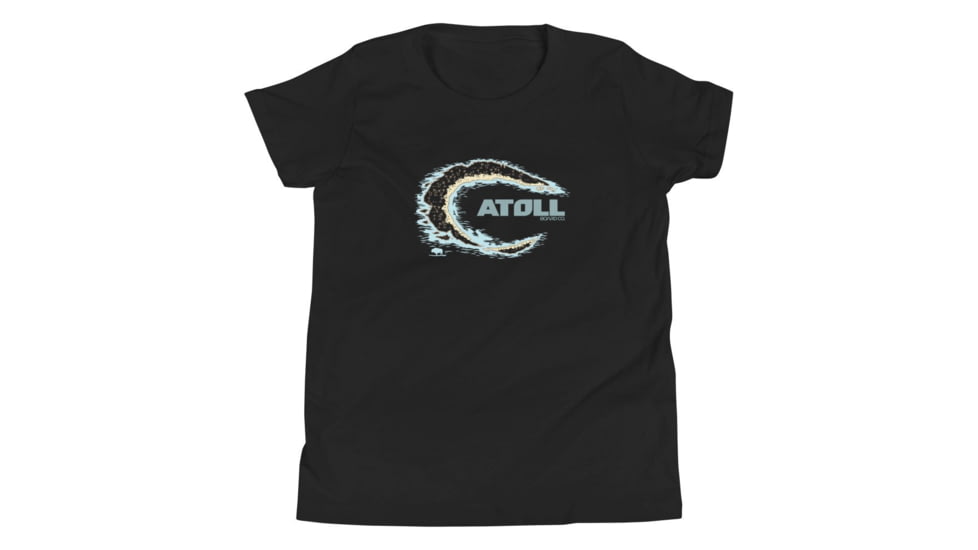 Atoll Board Co Youth Short Sleeve T-Shirt with Atoll Island Graphic - Black, L - Black,L, 62F29C29479C1Black-L